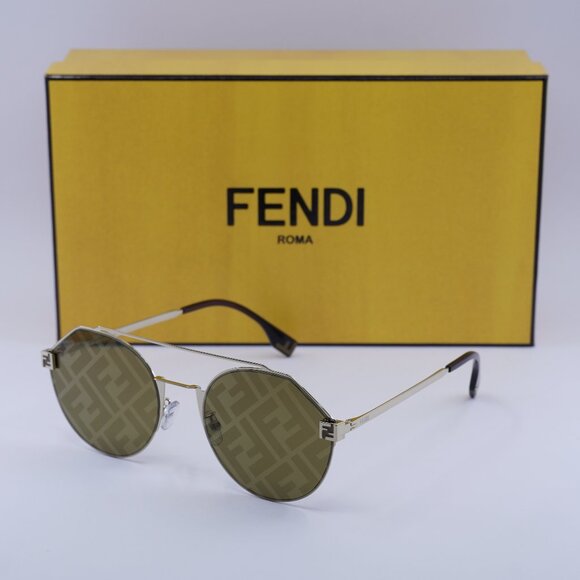 Fendi FE40060U 10G FENDI SKY Round Sunglasses - Gold/Brown Mirror - Picture 4 of 9